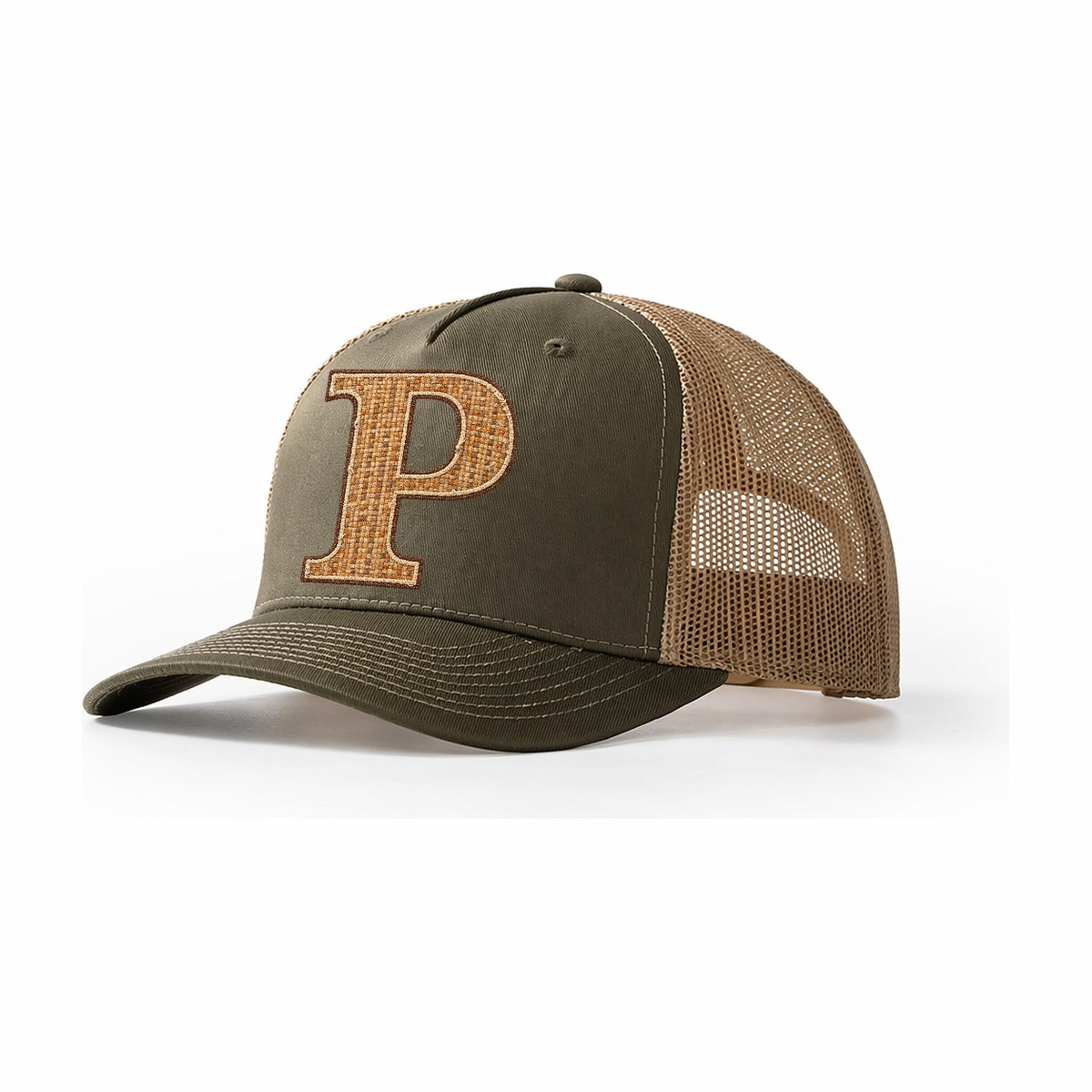 Woven Tweed P Monogram Trucker Hat – Olive Khaki