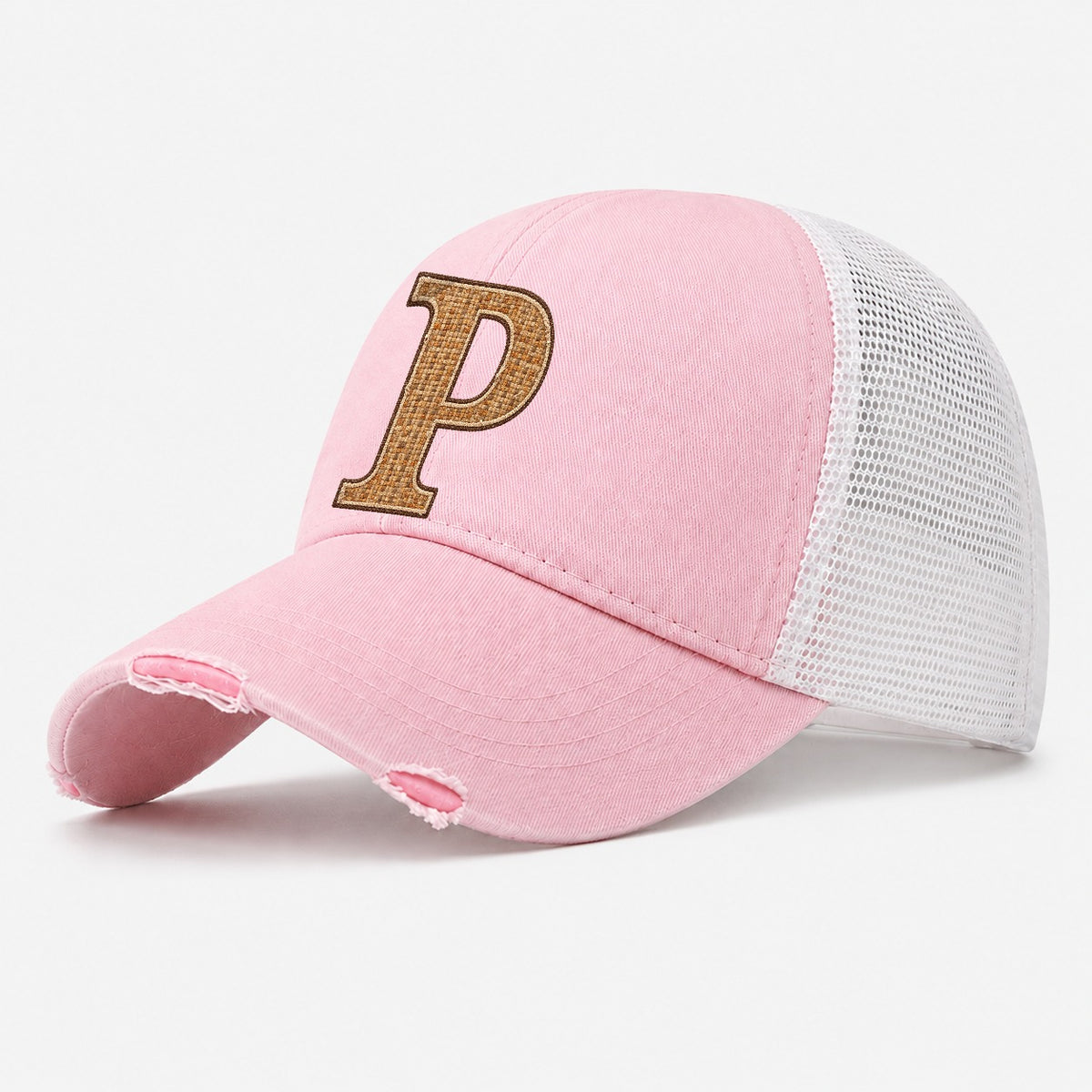 Woven Tweed P Monogram Washed Trucker Hat – Light Pink