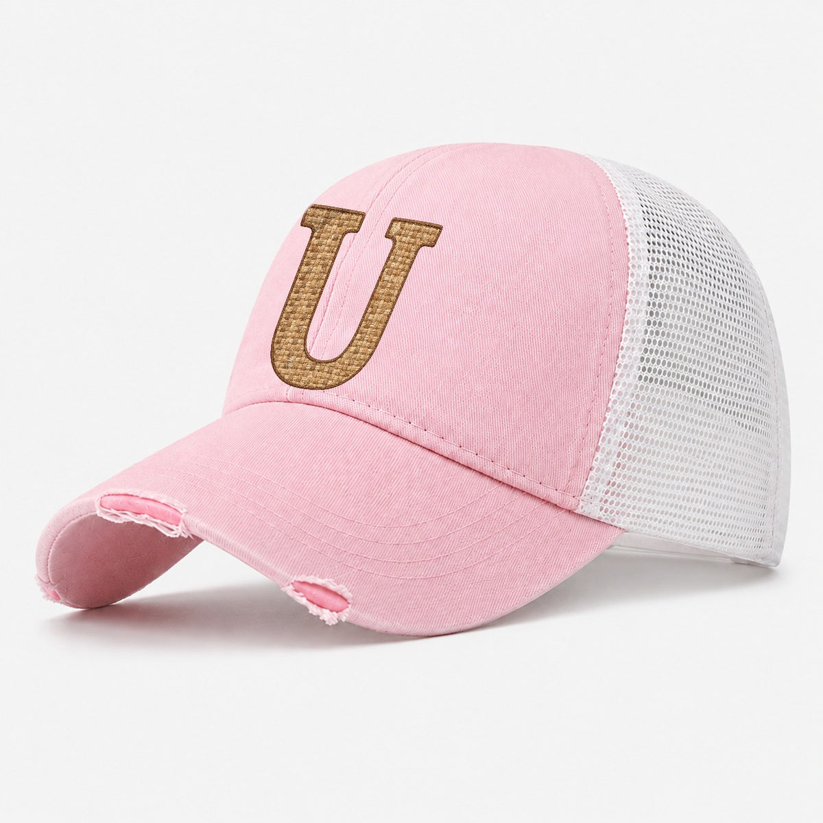 Woven Tweed U Monogram Washed Trucker Hat – Light Pink