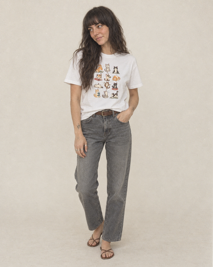 Yoga Class Cat Club Classic T-shirt – studio model photo