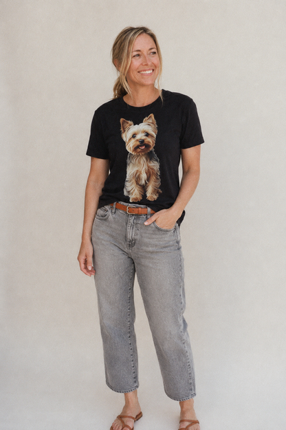 Yorkshire Terrier Dog Classic T-shirt – studio model photo