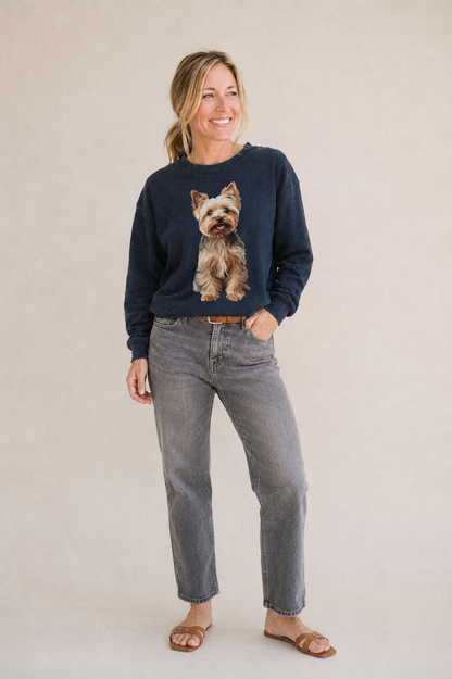 Yorkshire Terrier Dog Fleece Sweatshirt – studio model photo