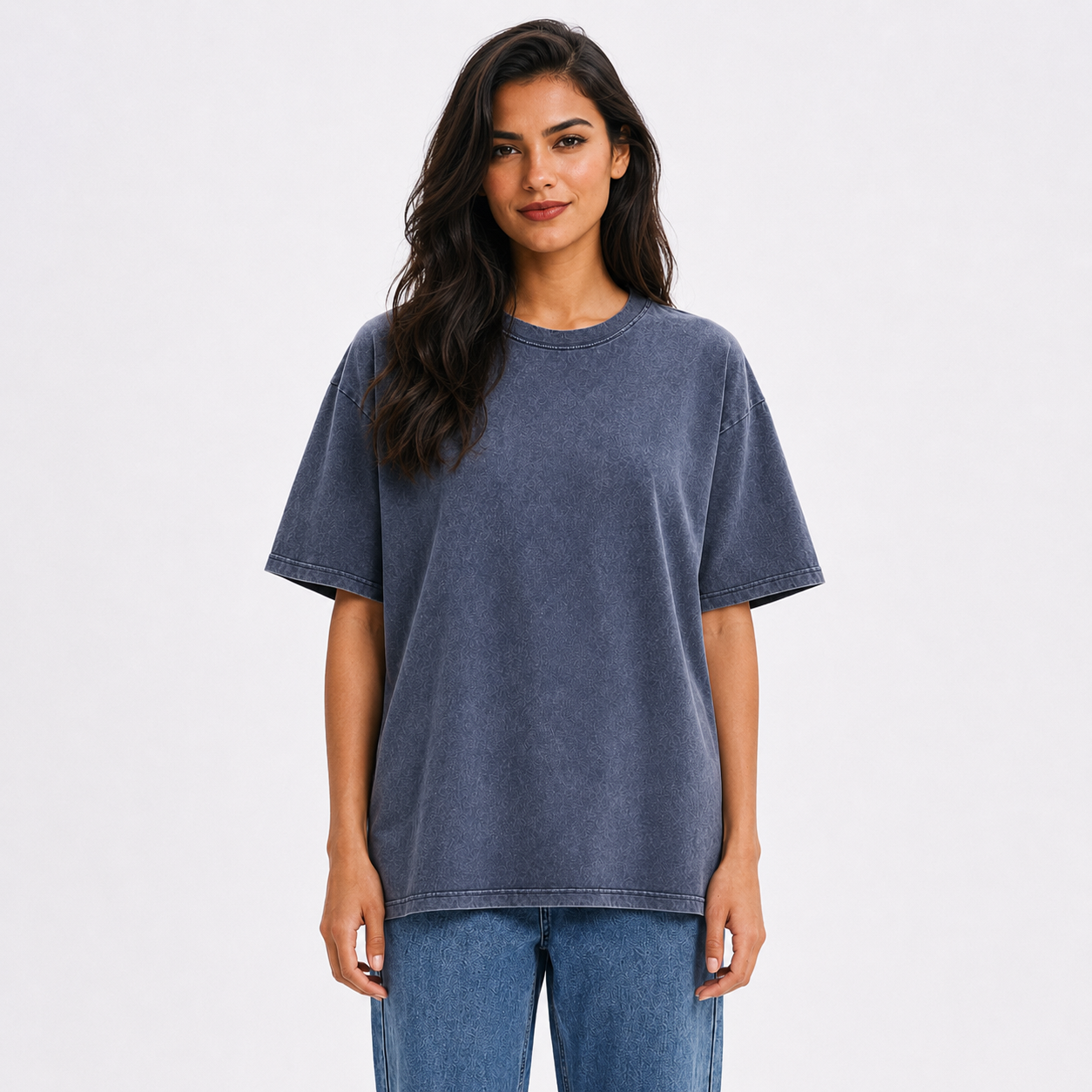 Yorkshire Terrier Dog Vintage T-shirt – blue worn by a model