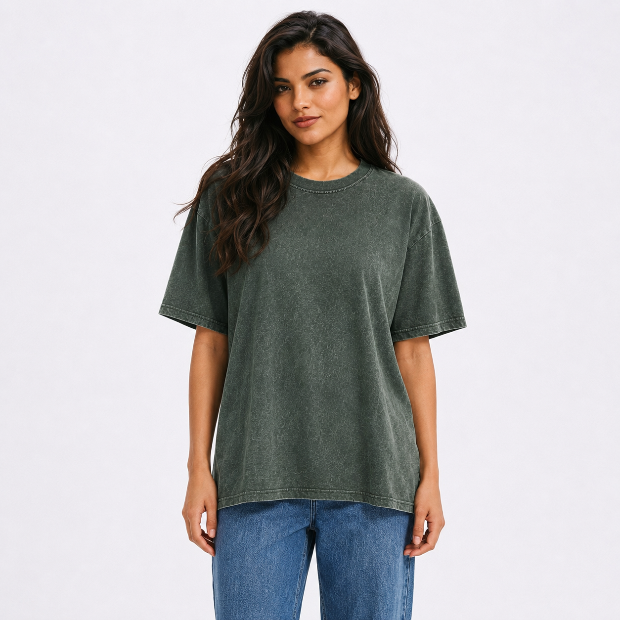 Yorkshire Terrier Dog Vintage T-shirt – forest-mist worn by a model