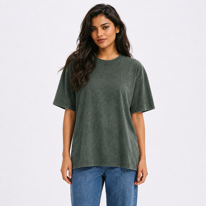 Yorkshire Terrier Dog Vintage T-shirt – forest-mist worn by a model