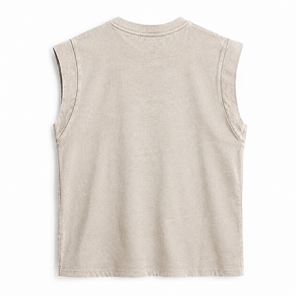Yorkshire Terrier Dog Vintage Washed Tank – beige back view