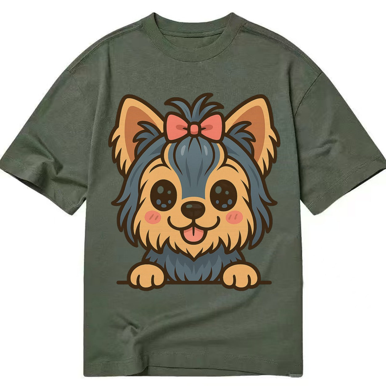 Yorkshire Terrier - Modern tiny dog logo - Classic T-shirt – Army Green