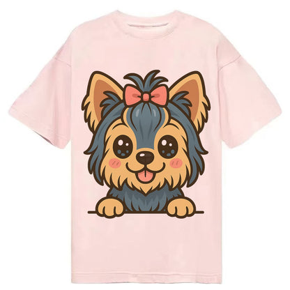 Yorkshire Terrier - Modern tiny dog logo - Classic T-shirt – Pink