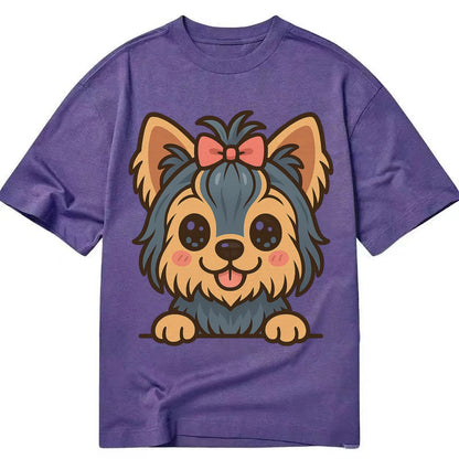Yorkshire Terrier - Modern tiny dog logo - Classic T-shirt – Purple