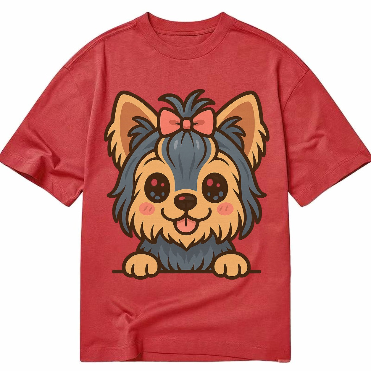Yorkshire Terrier - Modern tiny dog logo - Classic T-shirt – Red