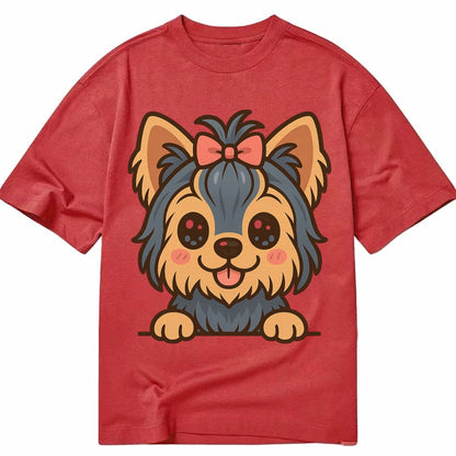 Yorkshire Terrier - Modern tiny dog logo - Classic T-shirt – Red