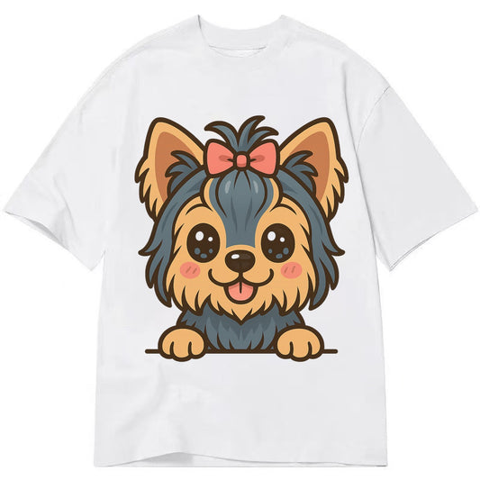Yorkshire Terrier - Modern tiny dog logo - Classic T-shirt – White