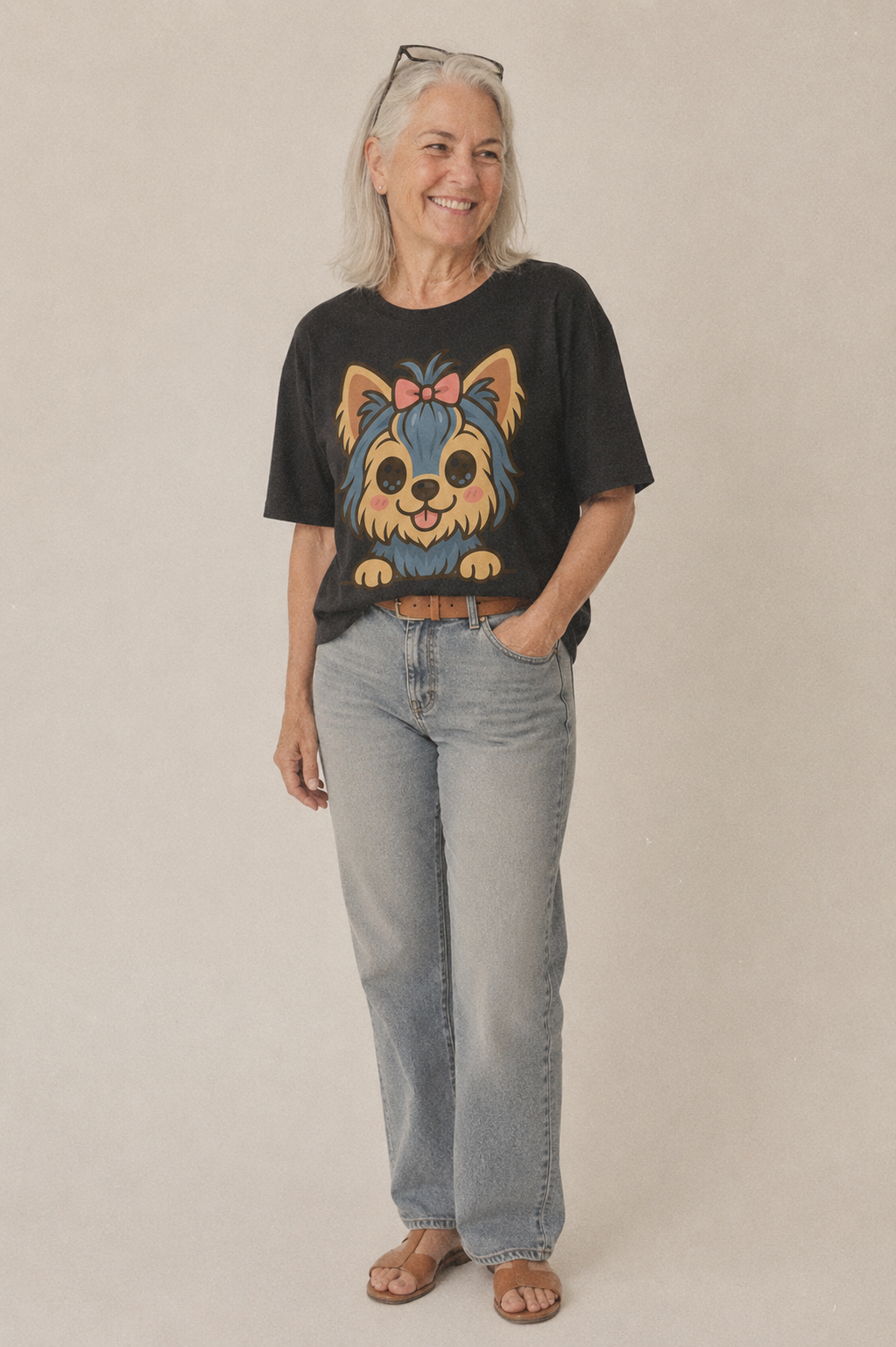 Yorkshire Terrier - Modern tiny dog logo - Classic T-shirt – studio model photo