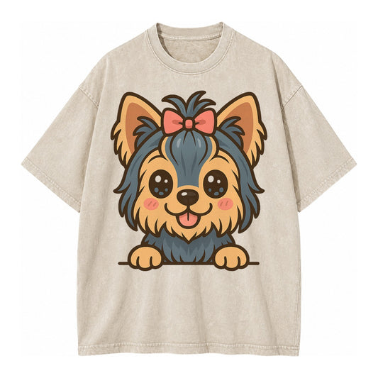 Yorkshire Terrier - Modern tiny dog logo - Vintage T-shirt – Off White
