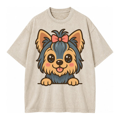 Yorkshire Terrier - Modern tiny dog logo - Vintage T-shirt