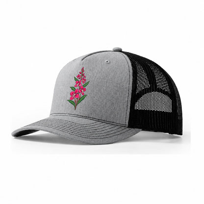Yukon Fireweed Spike Canada Cultural Icons Trucker Hat – Sport Grey Black