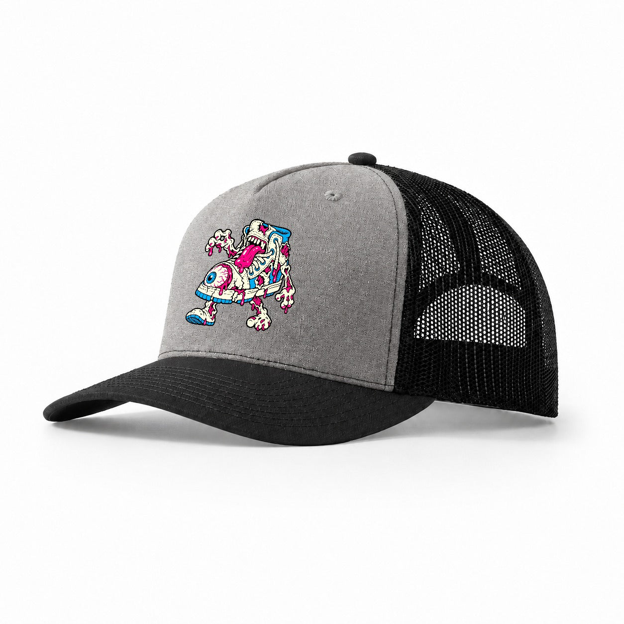 Zombie Sneaker Crazy Styles Trucker Hat – Grey Black
